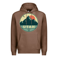 Chestnut utah retro mountain badge Premium Hoodie - linhVisuals