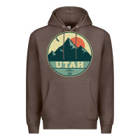 Coffee utah retro mountain badge Premium Hoodie - linhVisuals