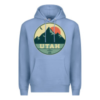 Colony Blue utah retro mountain badge Premium Hoodie - linhVisuals