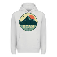Dove Grey utah retro mountain badge Premium Hoodie - linhVisuals