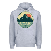 Heather Grey utah retro mountain badge Premium Hoodie - linhVisuals