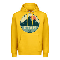 Lemon utah retro mountain badge Premium Hoodie - linhVisuals