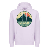 Lilac utah retro mountain badge Premium Hoodie - linhVisuals