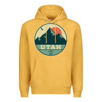 Mustard utah retro mountain badge Premium Hoodie - linhVisuals