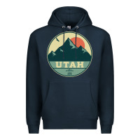 Navy utah retro mountain badge Premium Hoodie - linhVisuals