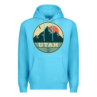 Ocean Blue utah retro mountain badge Premium Hoodie - linhVisuals