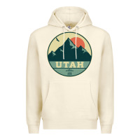 Sandshell utah retro mountain badge Premium Hoodie - linhVisuals