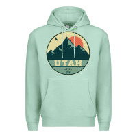 Seafoam utah retro mountain badge Premium Hoodie - linhVisuals