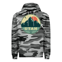 Slate Camo utah retro mountain badge Premium Hoodie - linhVisuals