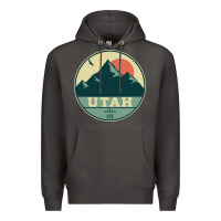 Smoke utah retro mountain badge Premium Hoodie - linhVisuals