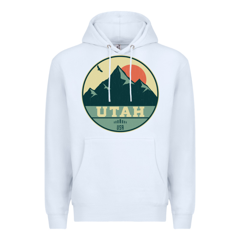 Utah Retro Mountain Badge Premium Hoodie by linhVisuals | Teevron