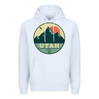 White utah retro mountain badge Premium Hoodie - linhVisuals