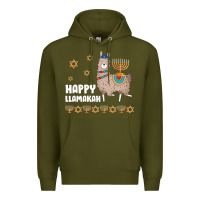 Army Green happy llamakah llama withorah jewish Premium Hoodie - linhVisuals