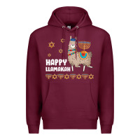 Burgundy happy llamakah llama withorah jewish Premium Hoodie - linhVisuals