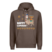 Coffee happy llamakah llama withorah jewish Premium Hoodie - linhVisuals