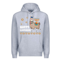 Heather Grey happy llamakah llama withorah jewish Premium Hoodie - linhVisuals