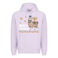Lilac happy llamakah llama withorah jewish Premium Hoodie - linhVisuals