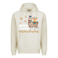 Oatmeal Heather happy llamakah llama withorah jewish Premium Hoodie - linhVisuals