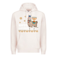 Pale Pink happy llamakah llama withorah jewish Premium Hoodie - linhVisuals