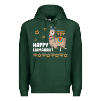 Sports Green happy llamakah llama withorah jewish Premium Hoodie - linhVisuals
