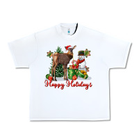 White happy holidays baby deer Urban Heavy Tee - LillyAllenDesigns