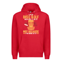 Red i play disc golf because i like it not Premium Hoodie - linhVisuals