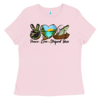 Camouflage Peace Love Striped Bass Ladies Tee | Teevron