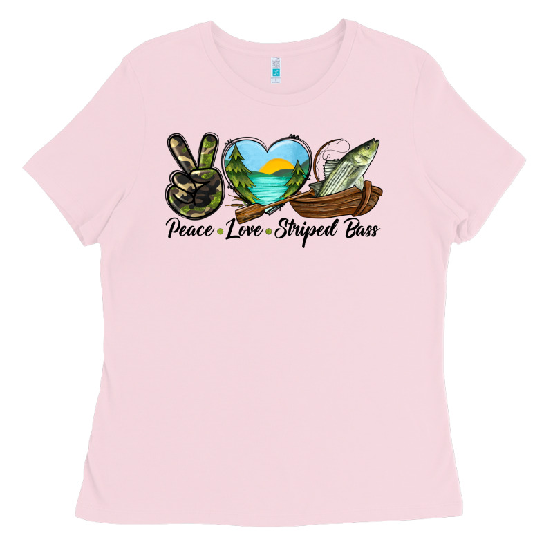 Camouflage Peace Love Striped Bass Ladies Tee by LillyAllenDesigns | Teevron
