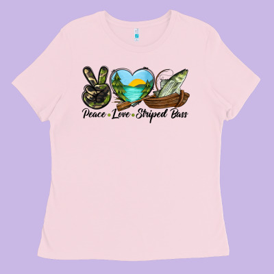 Camouflage Peace Love Striped Bass Ladies Tee Designed By Lillyallendesigns
