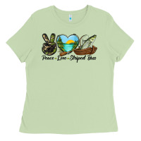 Matcha Camouflage Peace Love Striped Bass Ladies Tee - LillyAllenDesigns