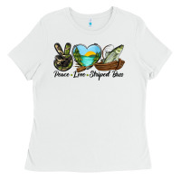 White Camouflage Peace Love Striped Bass Ladies Tee - LillyAllenDesigns