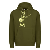 Army Green cat playing guitar Premium Hoodie - linhVisuals