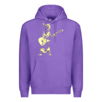 Purple cat playing guitar Premium Hoodie - linhVisuals