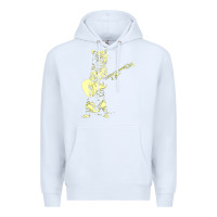 White cat playing guitar Premium Hoodie - linhVisuals