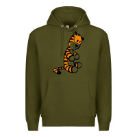 Army Green Calvin Bill Watterson Premium Hoodie - linhVisuals