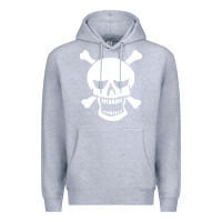 Heather Grey skull crossbones Premium Hoodie - linhVisuals