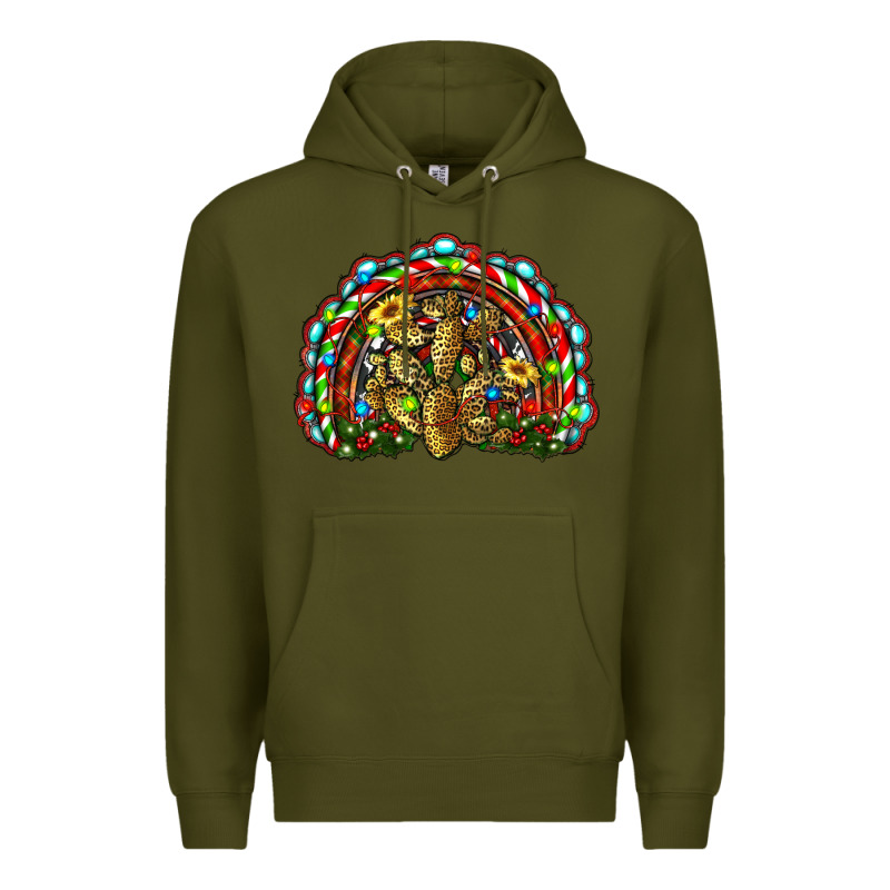 Christmas Rainbow With Leopard Cactus Premium Hoodie by RanaPortraitStore | Teevron
