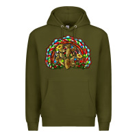 Army Green christmas rainbow with leopard cactus Premium Hoodie - RanaPortraitStore