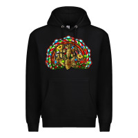 Black christmas rainbow with leopard cactus Premium Hoodie - RanaPortraitStore