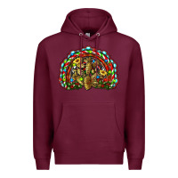 Burgundy christmas rainbow with leopard cactus Premium Hoodie - RanaPortraitStore