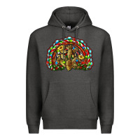 Charcoal Heather christmas rainbow with leopard cactus Premium Hoodie - RanaPortraitStore
