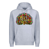 Heather Grey christmas rainbow with leopard cactus Premium Hoodie - RanaPortraitStore