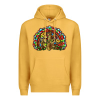 Mustard christmas rainbow with leopard cactus Premium Hoodie - RanaPortraitStore