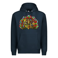 Navy christmas rainbow with leopard cactus Premium Hoodie - RanaPortraitStore