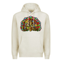 Oatmeal Heather christmas rainbow with leopard cactus Premium Hoodie - RanaPortraitStore