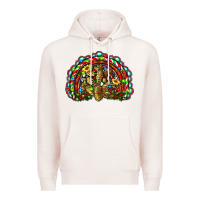 Pale Pink christmas rainbow with leopard cactus Premium Hoodie - RanaPortraitStore