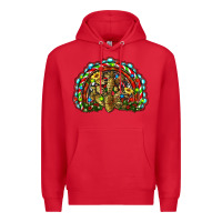 Red christmas rainbow with leopard cactus Premium Hoodie - RanaPortraitStore