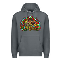 Rock christmas rainbow with leopard cactus Premium Hoodie - RanaPortraitStore