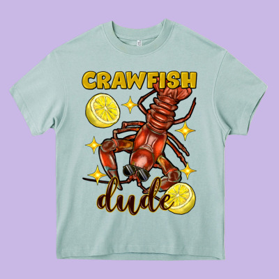 Mardi Gras Crawfish Dude Heavy Core Tee Designed By Fadigitalartstudio