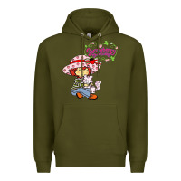 Army Green strawberry shortcake and cat Premium Hoodie - linhVisuals